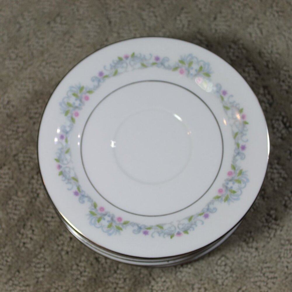 Set of 6 Crown Ming Fine China  Jian Shiang 1112 Windsor Pattern 6" Saucers